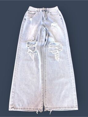 Xs light wash distressed wide leg jeans